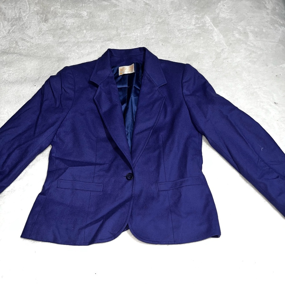 Vintage Women’s Pendleton Blue 100% Wool One Button Blazer Jacket Size 10